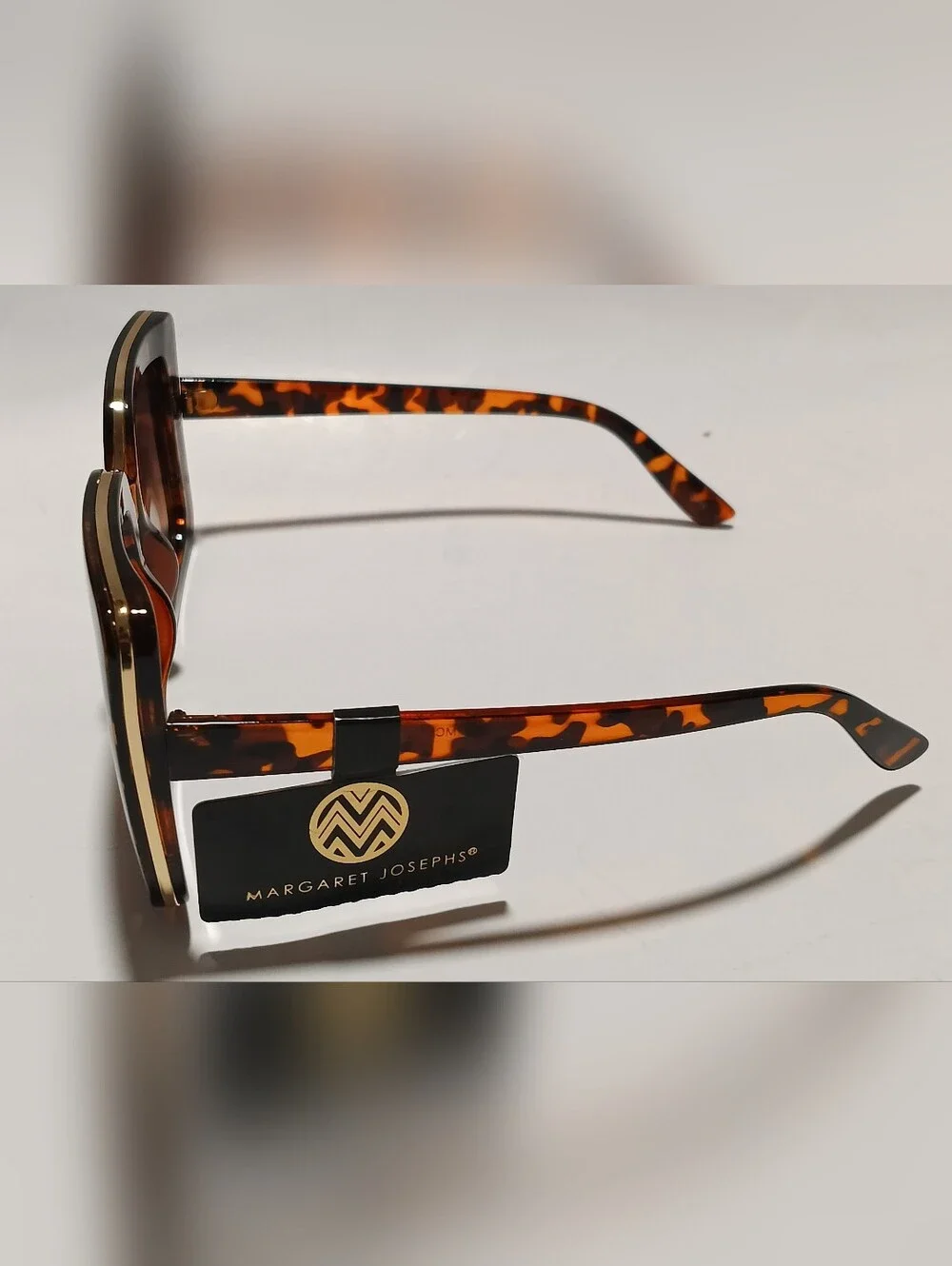 New Margaret Josephs Women's Oversized Square Tortoise Shell Sunglasses Brown.